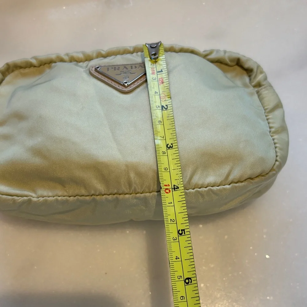 Prada Olive Nylon Triangular Logo Pouch